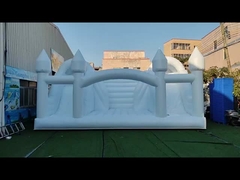 white bounce house with 2 slides