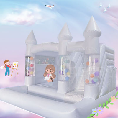 Bom preço Casamento Casa Branca de Salto Pvc Comercial Castelo Inflável com Deslizamento on-line