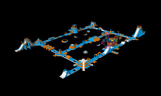 46x76 mètres de toboggan flottant gonflable et parcours d'obstacles