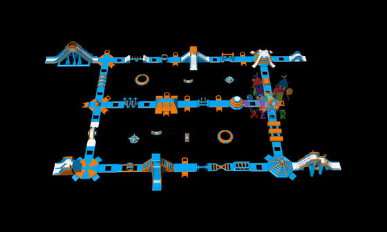 46x76 mètres de toboggan flottant gonflable et parcours d'obstacles
