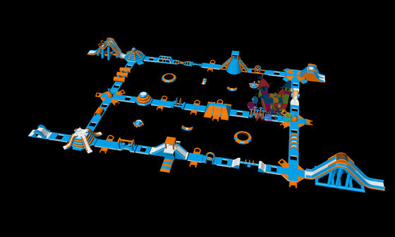 46x76 mètres de toboggan flottant gonflable et parcours d'obstacles