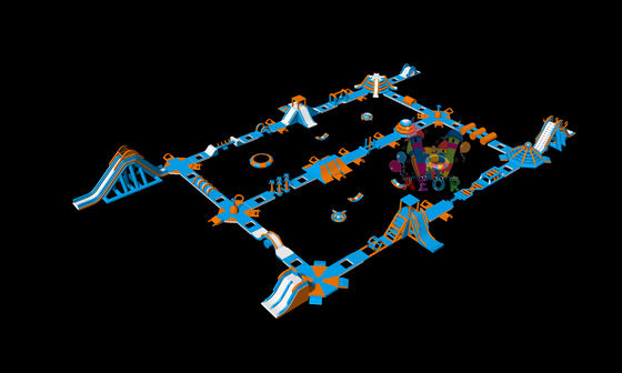 46x76 mètres de toboggan flottant gonflable et parcours d'obstacles