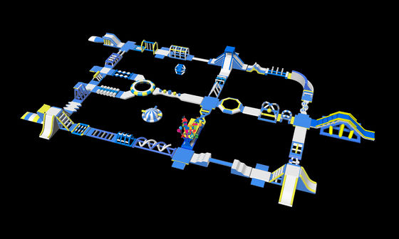 Parcs aquatiques gonflables de 65x38 mètres Jeux gonflables équipement de parc aquatique amusant