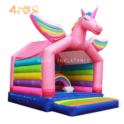 Unicorn Château gonflable avec glisser pour la fête d'anniversaire Moonwalk gonflable