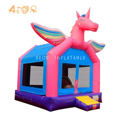 Unicorn Château gonflable avec glisser pour la fête d'anniversaire Moonwalk gonflable