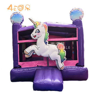 Unicorn Château gonflable avec glisser pour la fête d'anniversaire Moonwalk gonflable