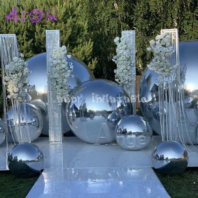 Des boules gonflables brillantes décoration de fête de Noël reflétant une boule miroir gonflable en argent géant en PVC/sphère B
