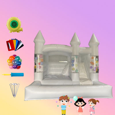 Château gonflable à rebond Château gonflable blanc avec toboggan pour enfants en plein air