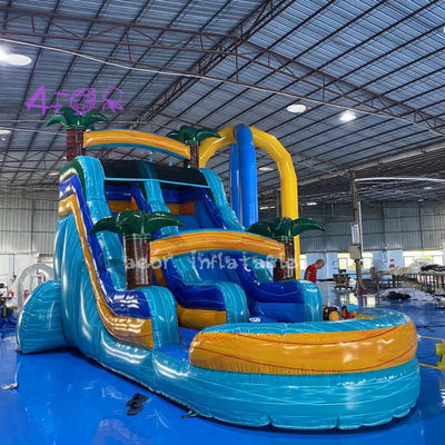 Harga bagus jual panas slide air biru menghancurkan halaman belakang slide air komersial kembung untuk anak-anak on line