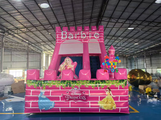 7x4x6M বার্বি বাণিজ্যিক রঙিন থিম inflatable স্লাইড বহিরঙ্গন inflatable খেলার মাঠ জল স্লাইড