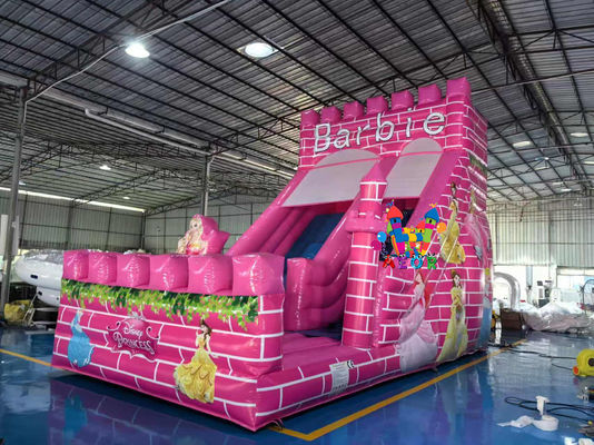 7x4x6M বার্বি বাণিজ্যিক রঙিন থিম inflatable স্লাইড বহিরঙ্গন inflatable খেলার মাঠ জল স্লাইড