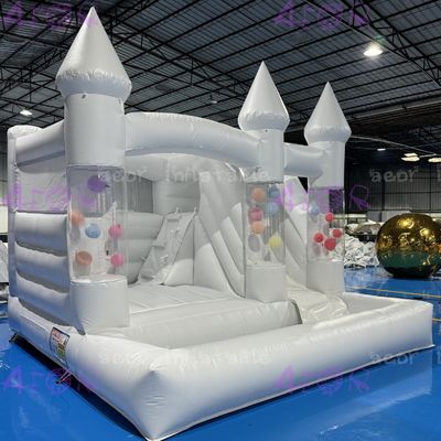 Château gonflable de la marche sur la lune, chateau de saut de mariage, chateau de saut blanc avec piscine à toboggan
