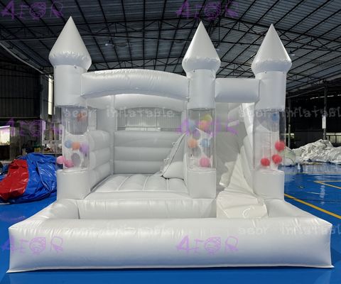 Château gonflable de la marche sur la lune, chateau de saut de mariage, chateau de saut blanc avec piscine à toboggan