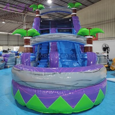 Glissière d'eau commerciale en PVC Palm Tree Glissière gonflable pour enfants Glissière gonflable avec piscine