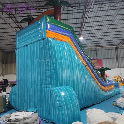 কাস্টম ইনফ্ল্যাটেবল ওয়াটার স্লাইড পাম ট্রি বাম্পিং ওয়াটার স্লাইড পিভিসি ইনফ্ল্যাটেবল স্লাইড পুল সহ
